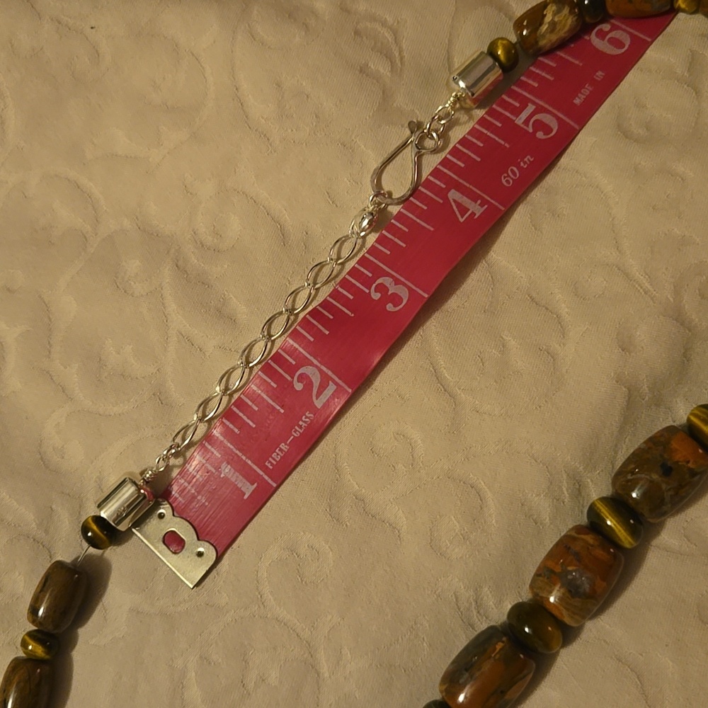 Authentic Sterling Silver Polychrome Jasper Neckl… - image 5